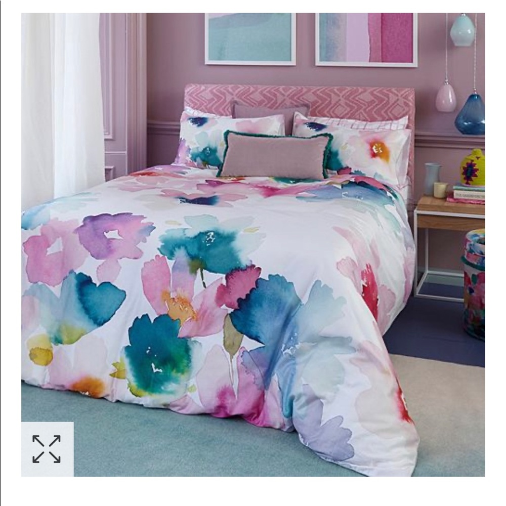 King BlueBellGrey Watercolor Floral Duvet Cover
